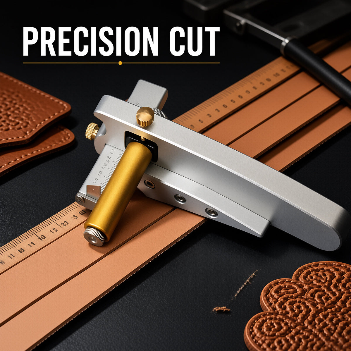 Professional Leather Strap Strip Cutter, Adjustable Width & Thickness Hand‑Held Aluminum Cutting Tool for Belt & Leather Craft Projects