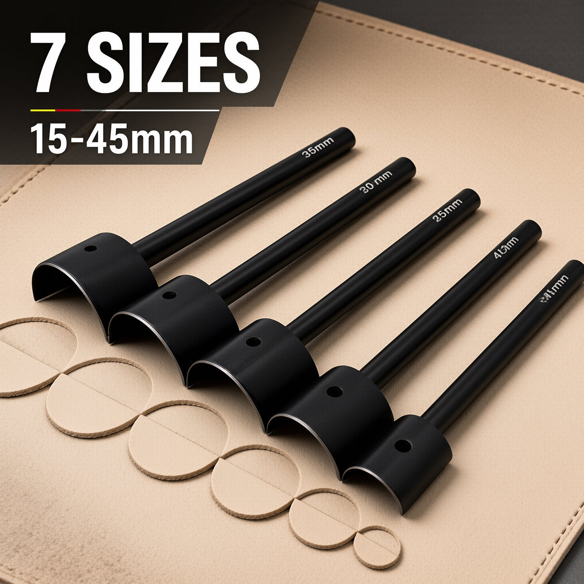 Semi Circle Leather Punch Set, 15-45mm Half Round Die Cutter, High Carbon Steel Leather Corner Punch for Handmade Leathercraft, Belt, Wallet, PVC