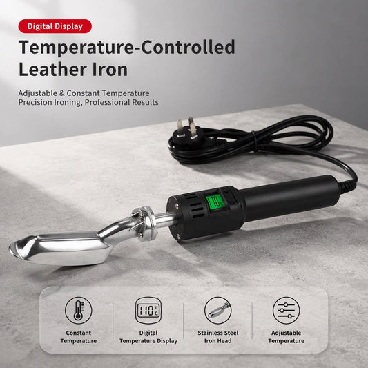 Digital Temperature Control Leather Iron, 80W Electric Leather Wrinkle Remover with Stainless Steel Tip, 50‑300°C Adjustable Heat for Leather Garments & Leather Goods