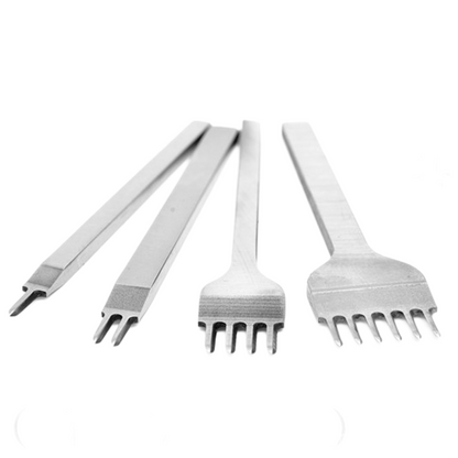 Professional Leather Stitching Pricking Iron Set, White Steel Diamond Chisel Punch for Hand‑Sew Leather Craft Work