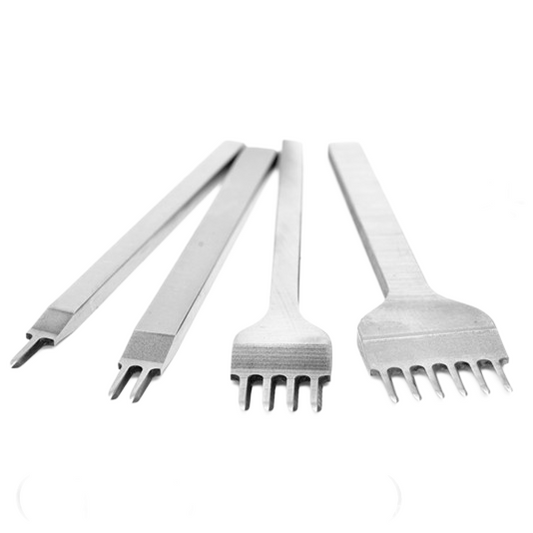 Professional Leather Stitching Pricking Iron Set, White Steel Diamond Chisel Punch for Hand‑Sew Leather Craft Work