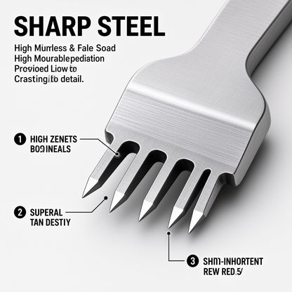 Professional Leather Stitching Pricking Iron Set, White Steel Diamond Chisel Punch for Hand‑Sew Leather Craft Work