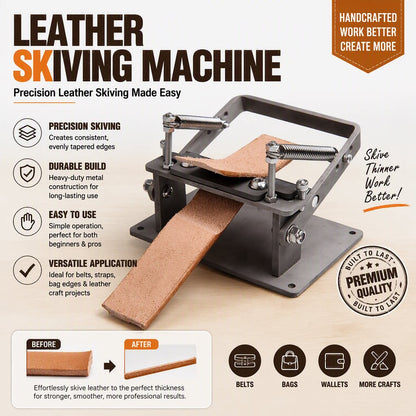 Professional Vegetable‑Tanned Leather Skiving Machine, Manual Bench‑Mount Leather Paring Peeler, Adjustable Thickness Leather Craft Tool