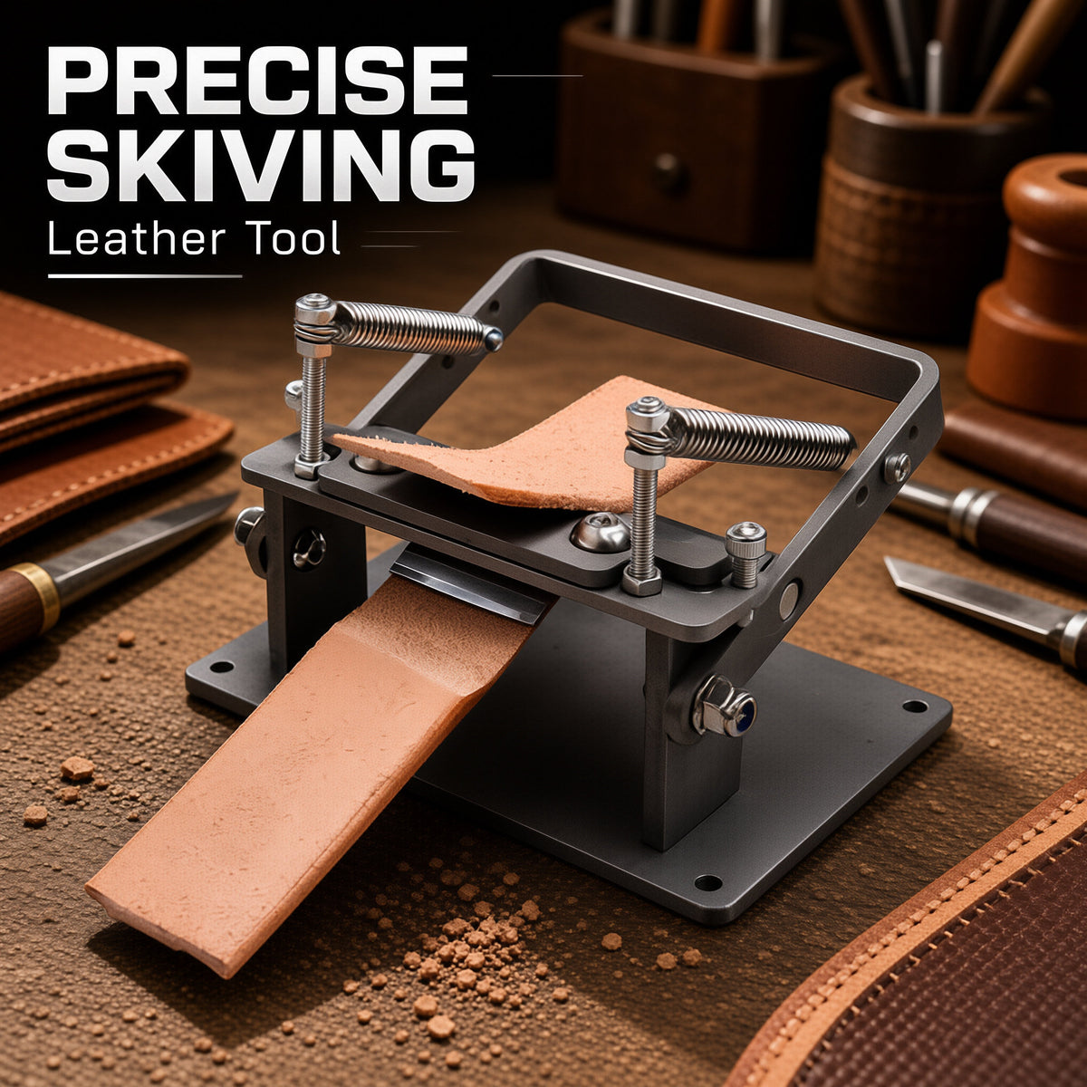 Professional Vegetable‑Tanned Leather Skiving Machine, Manual Bench‑Mount Leather Paring Peeler, Adjustable Thickness Leather Craft Tool