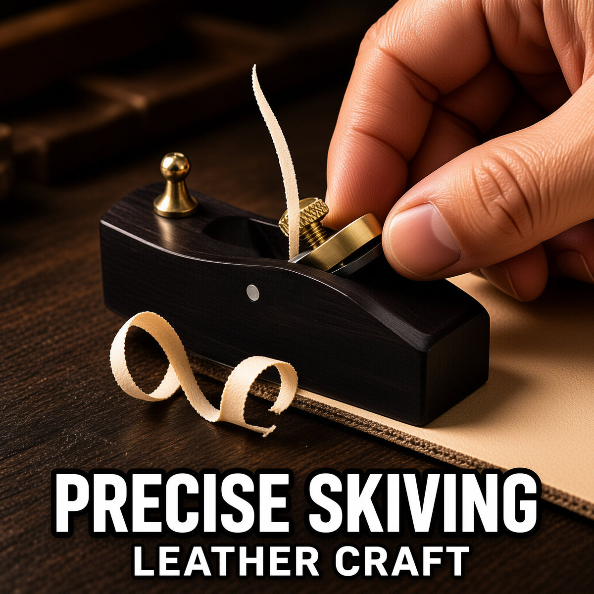 Ebony & Rosewood Leather Paring Plane, Hand Leather Skiving Tool, Curved Leather Shovel, Leather Edge Trimming Plane for Leathercraft, Flat & Curved Bottom Options