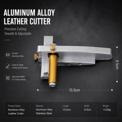 Professional Leather Strap Strip Cutter, Adjustable Width & Thickness Hand‑Held Aluminum Cutting Tool for Belt & Leather Craft Projects