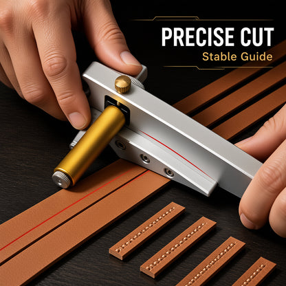 Professional Leather Strap Strip Cutter, Adjustable Width & Thickness Hand‑Held Aluminum Cutting Tool for Belt & Leather Craft Projects