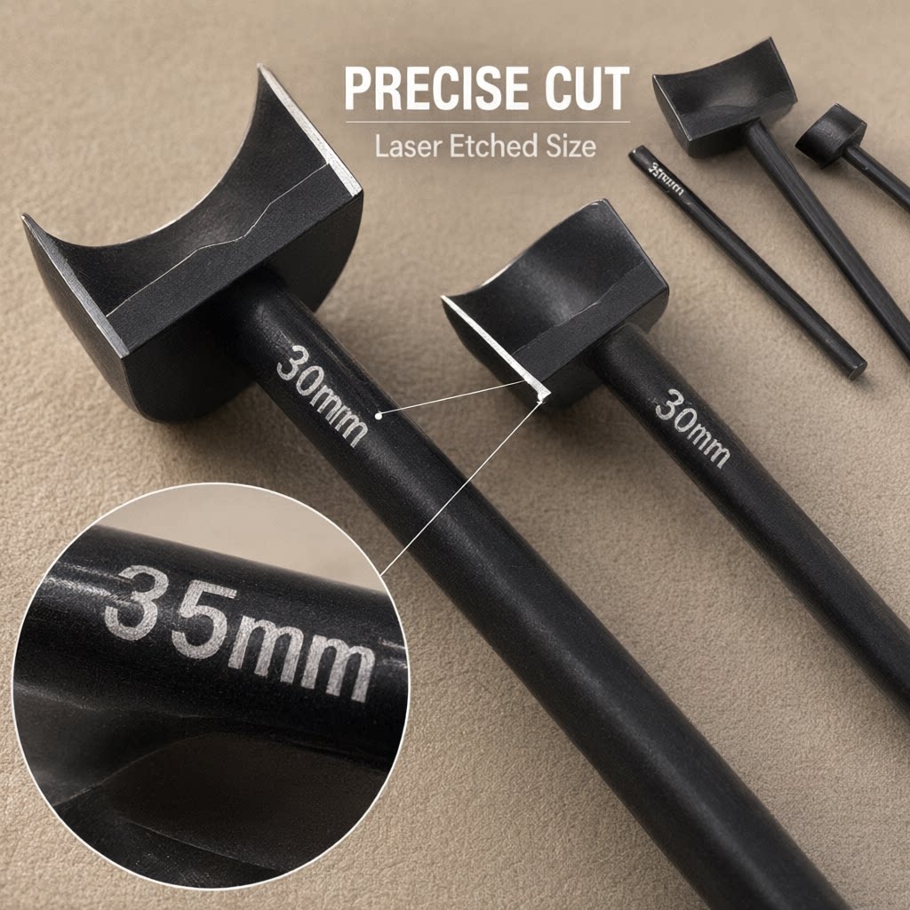 Semi Circle Leather Punch Set, 15-45mm Half Round Die Cutter, High Carbon Steel Leather Corner Punch for Handmade Leathercraft, Belt, Wallet, PVC