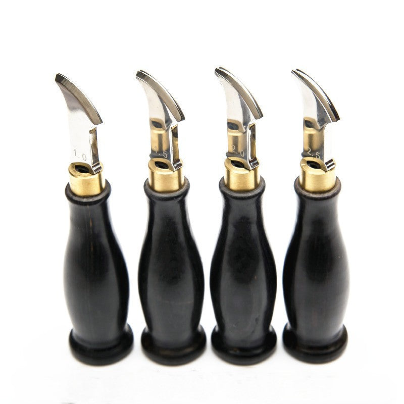 Leather Groover Tool, Ebony Handle Leather Edge Creaser, Leather Stamping Grooving Tool for Leather Craft, 4 Sizes 1.0/1.5/2.0/2.5mm Leather Working Tool for DIY Leathercraft Projects