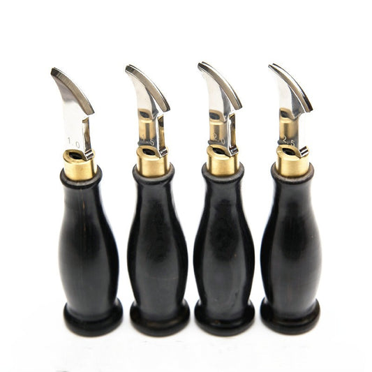 Leather Groover Tool, Ebony Handle Leather Edge Creaser, Leather Stamping Grooving Tool for Leather Craft, 4 Sizes 1.0/1.5/2.0/2.5mm Leather Working Tool for DIY Leathercraft Projects