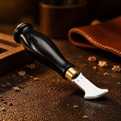 Leather Groover Tool, Ebony Handle Leather Edge Creaser, Leather Stamping Grooving Tool for Leather Craft, 4 Sizes 1.0/1.5/2.0/2.5mm Leather Working Tool for DIY Leathercraft Projects