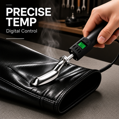 Digital Temperature Control Leather Iron, 80W Electric Leather Wrinkle Remover with Stainless Steel Tip, 50‑300°C Adjustable Heat for Leather Garments & Leather Goods
